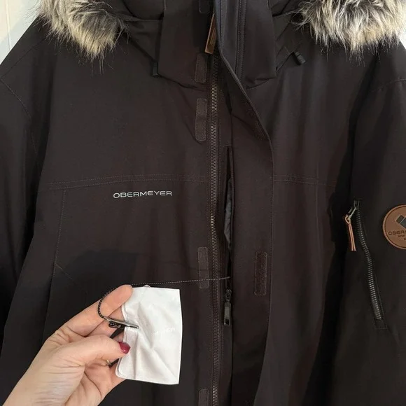 Obermeyer $399 Men's Ridgeline Dark Brown Insulated Ski Jacket w/ Faux Fur, 2XL
